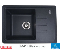 Гранитная кухонная мойка Platinum 6243 LIANA матовая Антрацит
