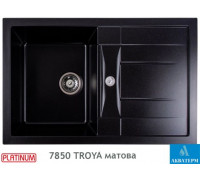 Гранитная кухонная мойка Platinum 7850 TROYA матовая Черный металлик