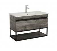 Тумба Aqua Rodos Loft-Iron (дуб морас) 100 см с умывальником Arte (консольная), 12297