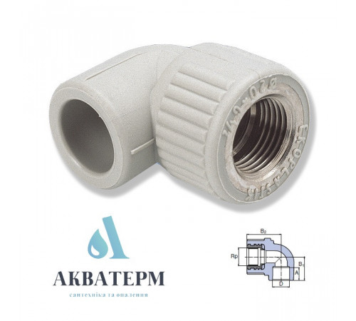 Угольник 90° с МРВ Wavin Ekoplastik (Чехия) 20x½” (SKOI02020X)