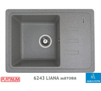 Гранитная кухонная мойка Platinum 6243 LIANA матовая Серая