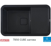 Гранитная кухонная мойка Platinum 7850 CUBE матовая Черный металлик