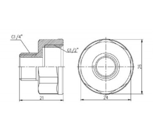 Перехід SD Forte 1/2"х1/4" ВЗ SF360156 Перехід SD Forte 1/2"х1/4" ВЗ SF360156