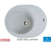 Гранитная кухонная мойка Platinum 6250 SOUL матовая Белоснежная