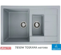 Гранитная кухонная мойка Platinum 7850W TOSKANA матовая Серый металлик
