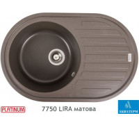 Гранитная кухонная мойка Platinum 7750 LIRA матовая Темная скала