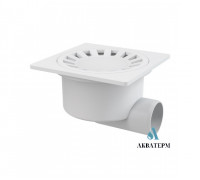 Трап сливной белый боковой с пластиковой решеткой AlcaPlast 150×150/150 APV15