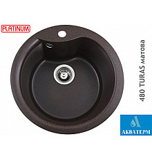 Гранитная кухонная мойка Platinum 480 TURAS матовая Шоколад