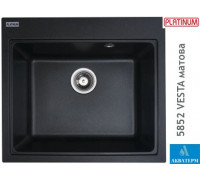 Гранитная кухонная мойка Platinum 5852 VESTA матовая Черная Gold