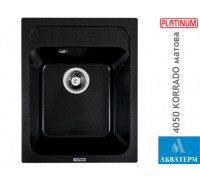 Гранитная кухонная мойка Platinum 4050 KORRADO матовая Черная Gold