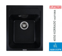 Гранитная кухонная мойка Platinum 4050 KORRADO матовая Черный металлик