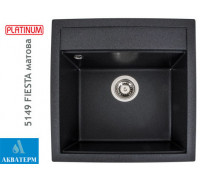Гранитная кухонная мойка Platinum 5149 FIESTA матовая Карбон