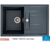 Гранитная кухонная мойка Platinum 7850 TROYA матовая Антрацит