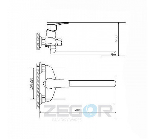 Смеситель для ванни ZEGOR NGB-A185 Смеситель для ванни ZEGOR NGB-A185