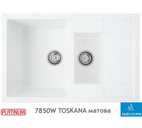 Гранитная кухонная мойка Platinum 7850W TOSKANA матовая Белоснежная