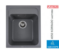 Гранитная кухонная мойка Platinum 4050 KORRADO матовая Серый муссон