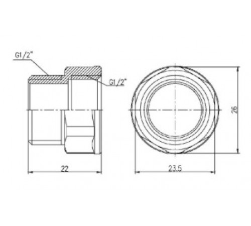 Перехід SD Forte 1/2"х1/2" ВЗ SF3601515 Перехід SD Forte 1/2"х1/2" ВЗ SF3601515