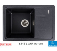 Гранитная кухонная мойка Platinum 6243 LIANA матовая Карбон