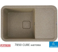 Гранитная кухонная мойка Platinum 7850 CUBE матовая Карамель
