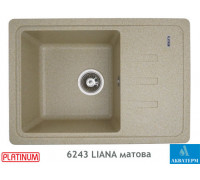Гранитная кухонная мойка Platinum 6243 LIANA матовая Беж