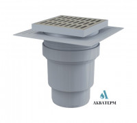 Трап сливной прямой с металлической решеткой AlcaPlast 150×150/110 арт.APV13