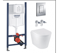 Комплект: Установочная система Grohe Rapid SL 38840000 с кнопкой Skate + Унитаз безобедочный Kroner Armada с сиденьем Slim, Soft-close
