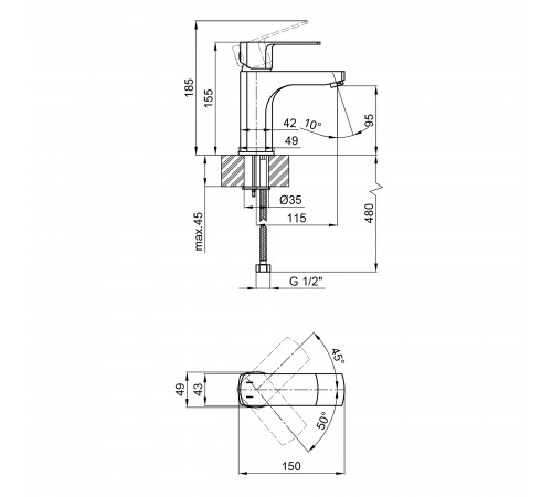 Смеситель для раковины Qtap Lipno QTLIPNO1023101G Graphite Смеситель для раковины Qtap Lipno QTLIPNO1023101G Graphite