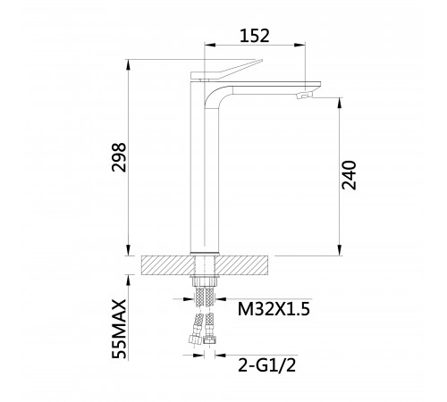 Смеситель для раковины Presto высокий Graphite, 45582 Qtap Смеситель для раковины Presto высокий Graphite, 45582 Qtap