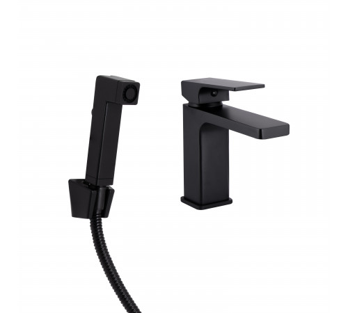 Смеситель для раковины Qtap Gemini (с гигиеническим душем) QTGEM272BLM45690 Black Matt