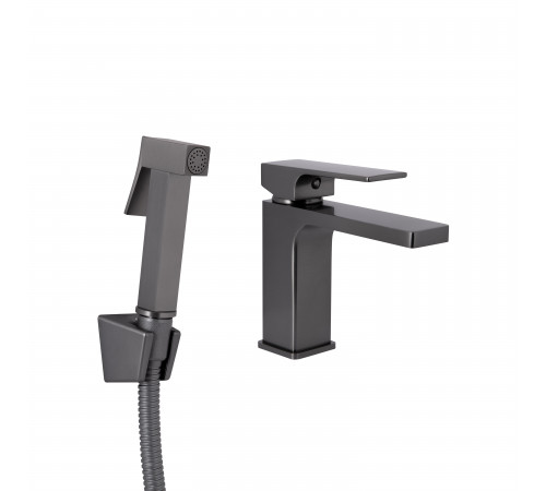 Смеситель для раковины Qtap Gemini (с гигиеническим душем) QTGEM272GMB45692 Gunmetal Black PVD