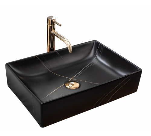 Умивальник (раковина) REA INGA BLACK MARBLE MATT накладний *