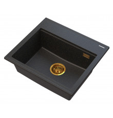 Кухонна мийка GRANITAN FOXAL BLACK чорна із золотим вкрапленням *-foto-1