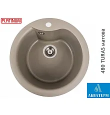 Гранитная кухонная мойка Platinum 480 TURAS матовая Титан