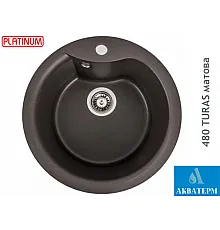 Гранітна кухонна мийка Platinum 480 TURAS матова Темна скеля
