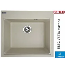 Гранитная кухонная мойка Platinum 5852 VESTA матовая Айвори