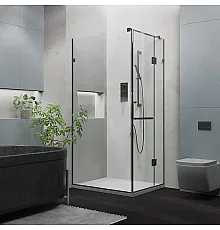 Душова кабіна EDEM 1100x900 мм Black без піддону ручка рушникотримач (WK/3/110x90/TRPO/W071)