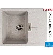 Гранитная кухонная мойка Platinum 6250 ZIRKONE матовый Топаз
