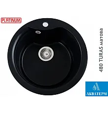 Гранітна кухонна мийка Platinum 480 TURAS матова Чорна