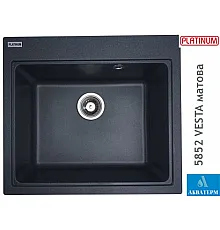 Гранитная кухонная мойка Platinum 5852 VESTA матовая Антрацит