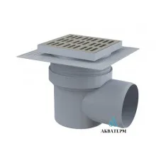 Трап сливной боковой с металлической решеткой AlcaPlast 150×150/110 арт.APV12