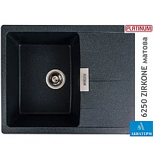Гранітна кухонна мийка Platinum 6250 ZIRKONE матовий Антрацит