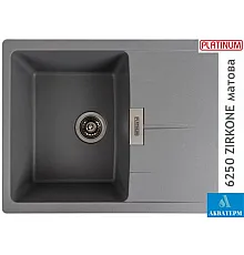 Гранітна кухонна мийка Platinum 6250 ZIRKONE матовий Сірий Металік