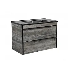 Тумба Aqua Rodos Loft-Neo (дуб морас) 65 см с умывальником Arte BLACK, 20049
