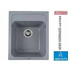 Гранітна кухонна мийка Platinum 4050 KORRADO матова Сірий металік