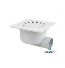 Трап сливной белый боковой с пластиковой решеткой AlcaPlast 150×150/150 APV15
