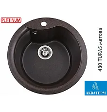 Гранітна кухонна мийка Platinum 480 TURAS матова Шоколад