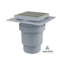Трап сливной прямой с металлической решеткой AlcaPlast 150×150/110 арт.APV13